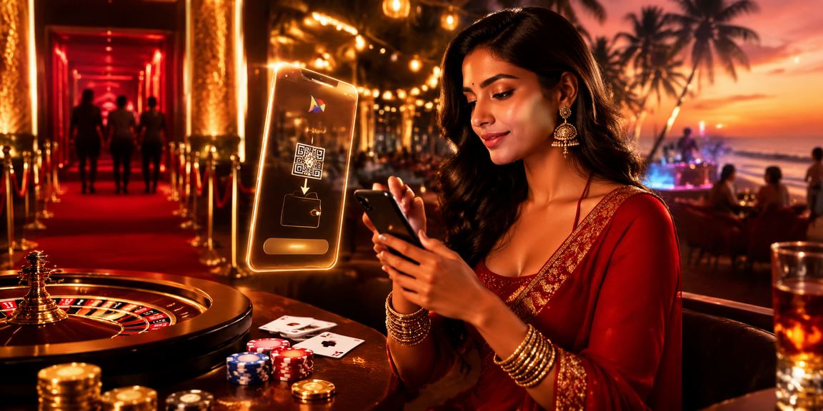 VIP mobile payment experience in Goa with phone and red-gold theme